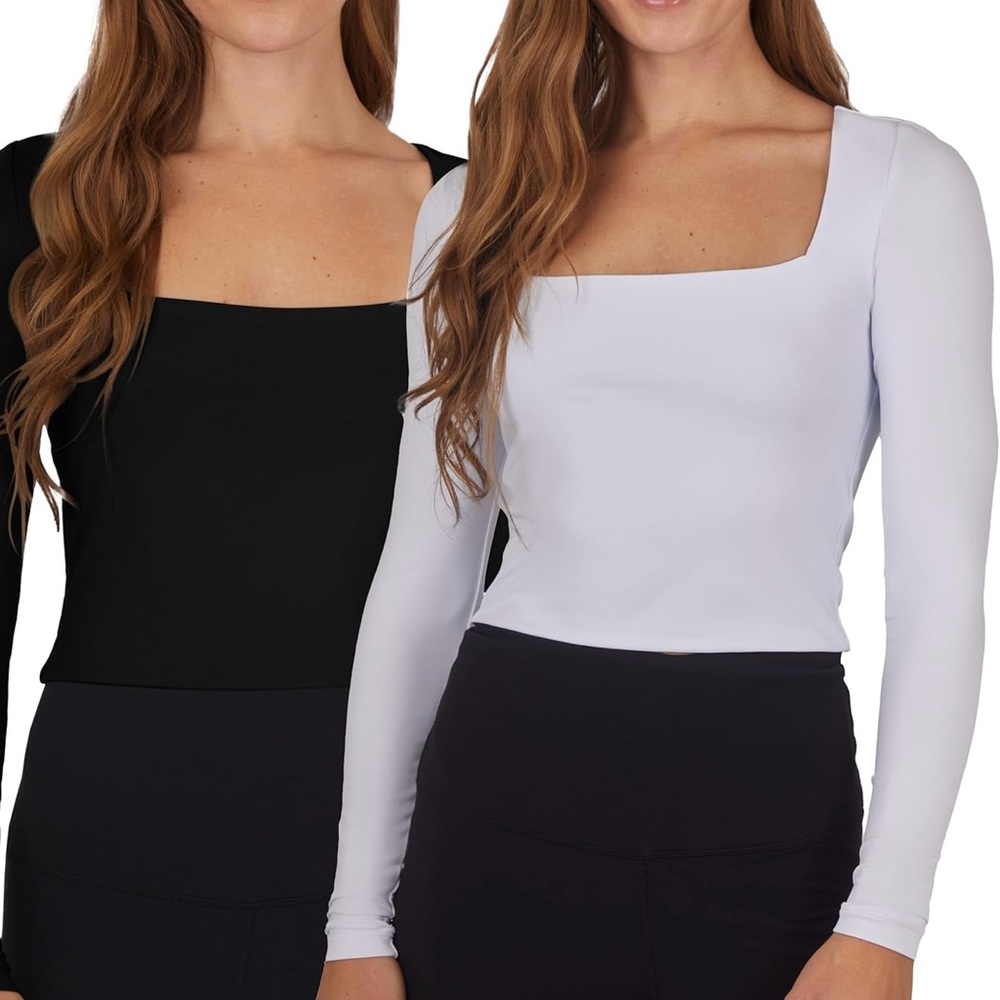 90 Degree By Reflex White Contour Long Sleeve Top, Size S